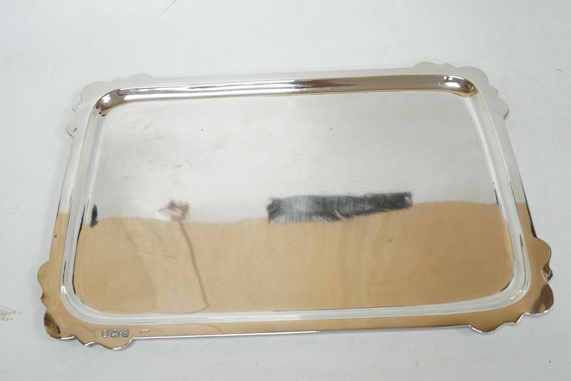 A George V plain silver rectangular dressing table tray, by Charles Alfred Alston, London, 1918, 28.1cm, 14.9oz.